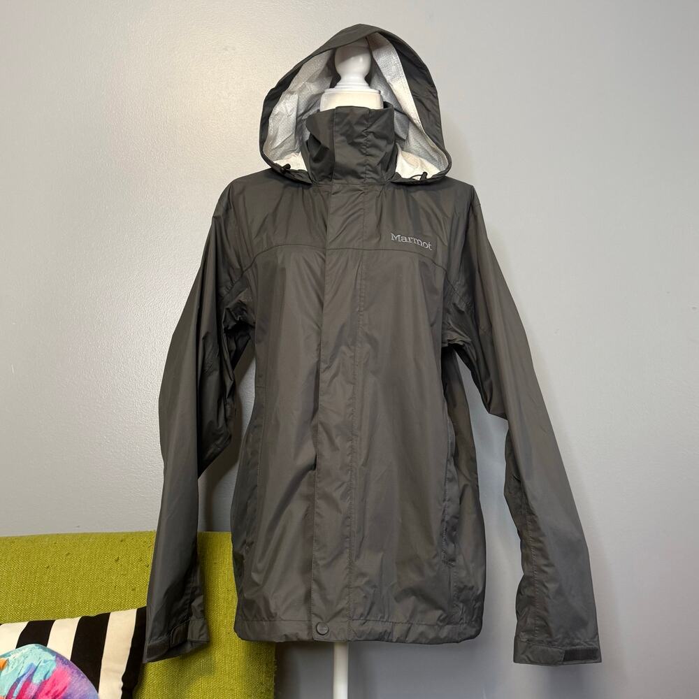 Marmot Gray Full Zip Hooded Windbreaker Jacket